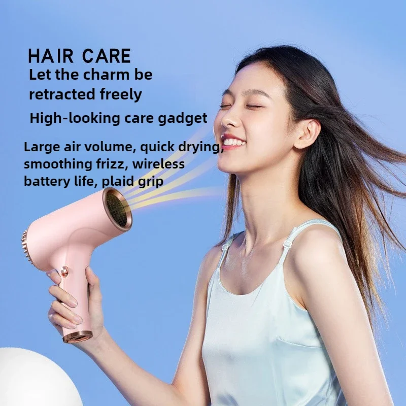 Portable Wireless Hair Dryer 40W-500W Charging Household Hot and Cold  Air Hair Care Quick-drying Hair Dryer High Speed 3