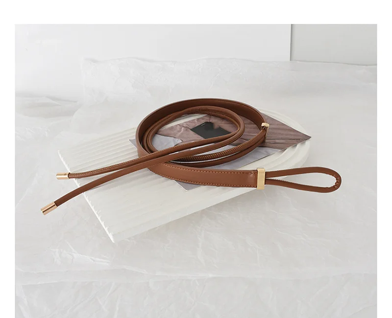 Cintura annodata in corda di cuoio per decorazione da donna abbinata a cappotto maglione gonna accessori piumino cintura in vita sigillo in vita_voghion.com