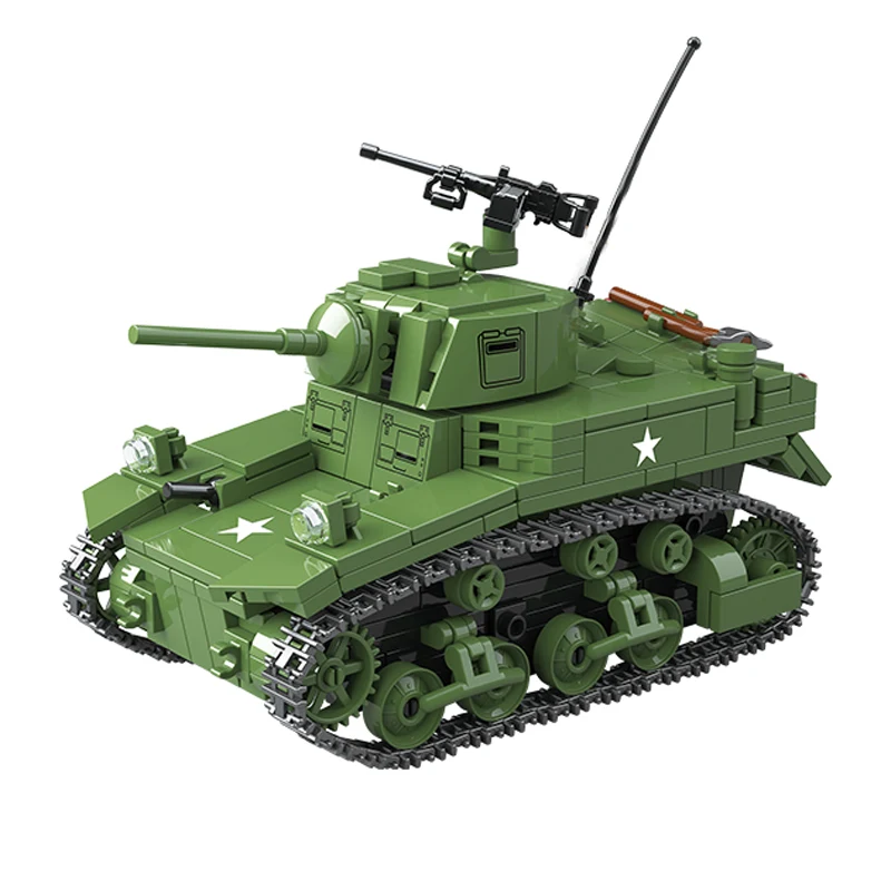 M3A1 Stuart Tank WW2 US Military Technical Bricks Model Building Kits