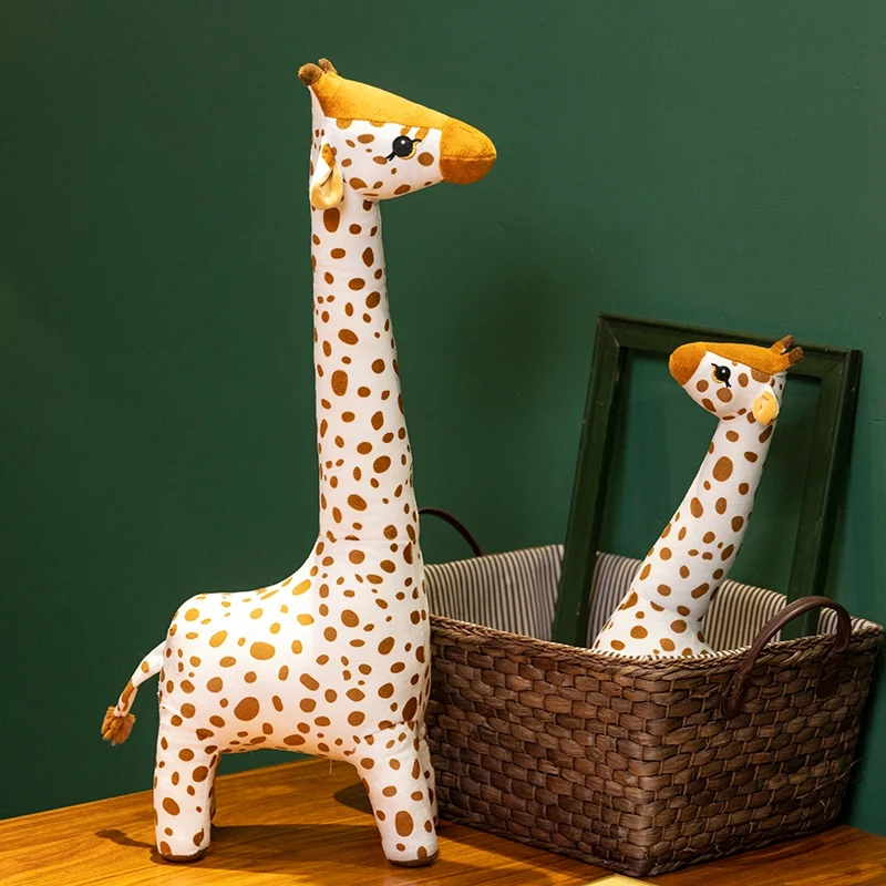 Big Size Simulation Standing Giraffe Plush Toy hold pillow Soft Stuffed Animal deer Sleeping Doll Toy kids Birthday Gift