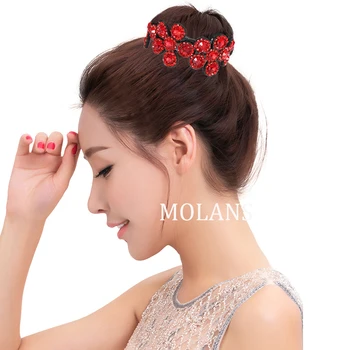 Molans Crystal Rhinestone Hair Claws for Women Flower Hair Clips Barrettes Crab Ponytail Holder Hairpins Bands Hair Accessories 5