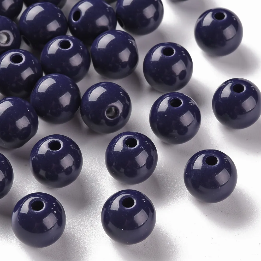

500g Opaque Acrylic Beads Round Prussian Blue 12x11mm Hole: 1.8mm about 566pcs/500g