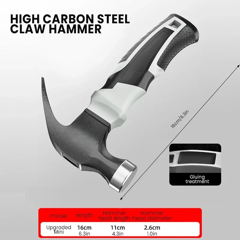 BIESUO Multifunctional Mini Claw Hammer, Anti Slip and Shockproof Hammer, Professional Grade,Magnetic Woodworking Manual Tool 2