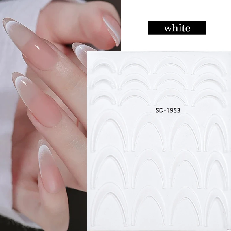 White Black French Line Nail Stickers Stripe 3D Gradient Lines Sliders DIY Stickers for Nails Nail Accessories Manicure Decor 4