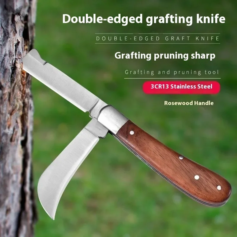 Folding Grafting Knife 3CR13 Stainless Steel Grafting Pruning Tool for Professional Gardeners and Fruit Tree Care