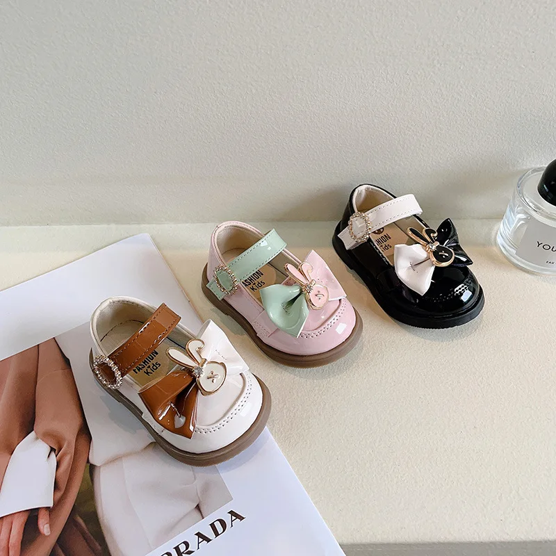 

Toddler Leather Shoes Spring Princess Baby Girls Shoes Children's Round Toe Flats Sweet Bow Dress Shoes Chaussure Enfant Fille