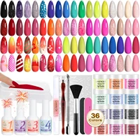 36 Colors Pink Red Blue Glitter Shades Dipping Powder and Dip Liquid Set & Essential Manicure Tools for Women New Year Gift 1