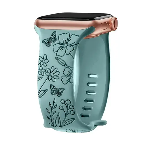 Engraved Band for Apple Watch Strap 46mm 44mm 42mm 41mm 40 45mm Ultra 3 2 49mm Floral Bracelet Iwatch Series 11 10 9 8 7 SE 6 5 - Image 9