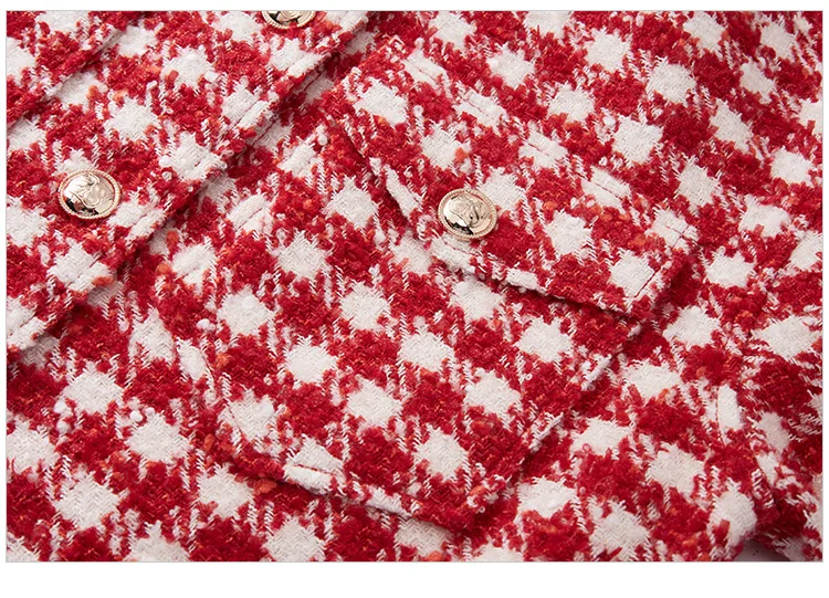 Prendas de abrigo para mujer, estilo medio largo, moda nueva primavera, top de tweed a cuadros