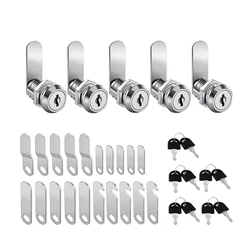 Versatile Cam Lock Set for Cabinets and Drawers with Keys and Multiple Lock Plates (5Set 25mm)