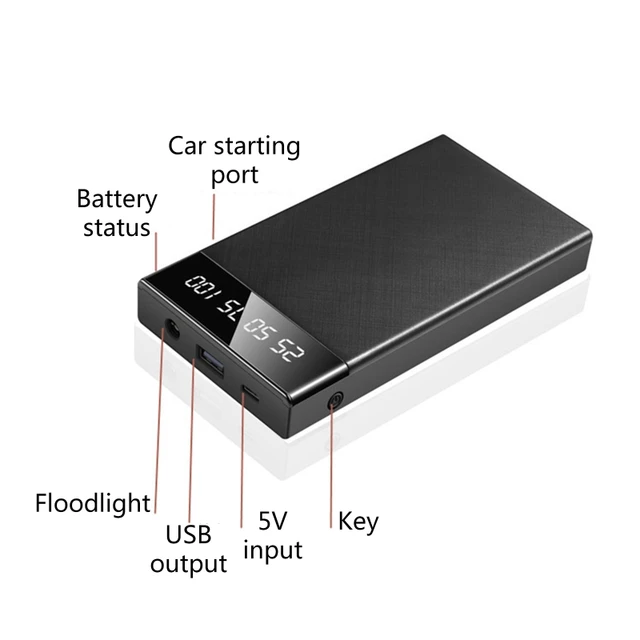 Convenient Car Jump Starter Emergency Power Bank with Shorrt Circuit for Protection 10000mAh 12V Auto Power Supply 5