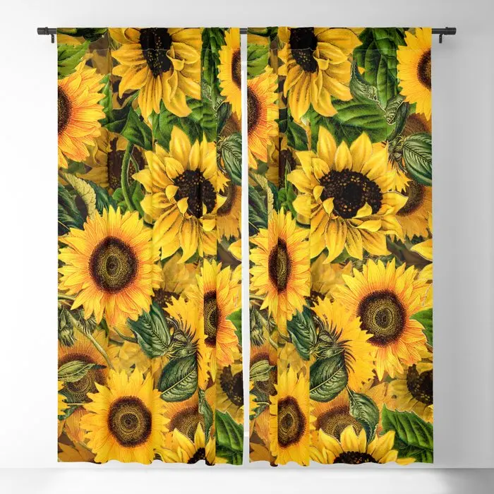 

Vintage and Shabby Chic Sunflowers Blackout Curtains 3D Print Window Curtains for Bedroom Living Room Decor Window Treatments
