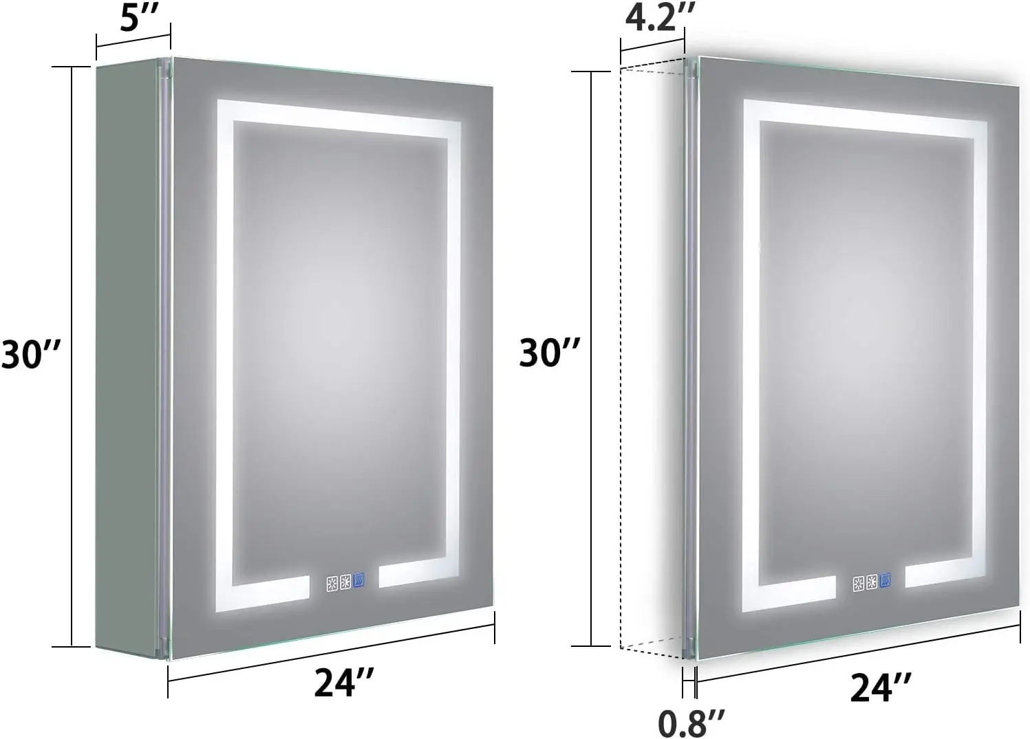 LED Lighted Bathroom Medicine Cabinet with Mirror, 24 x 30 Inch, Recessed or Surface led Medicine Cabinet, Defog, Steple 2