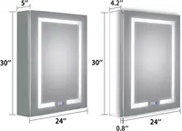 LED Lighted Bathroom Medicine Cabinet with Mirror, 24 x 30 Inch, Recessed or Surface led Medicine Cabinet, Defog, Steple 2