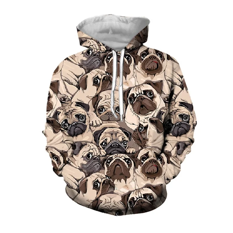 

Jumeast Men's Clothing Women Oversized Sweatshirts 3D Animal Pugs Dog Autumn Coat Jacket Sport Pullover Spring Zipper Hoodies
