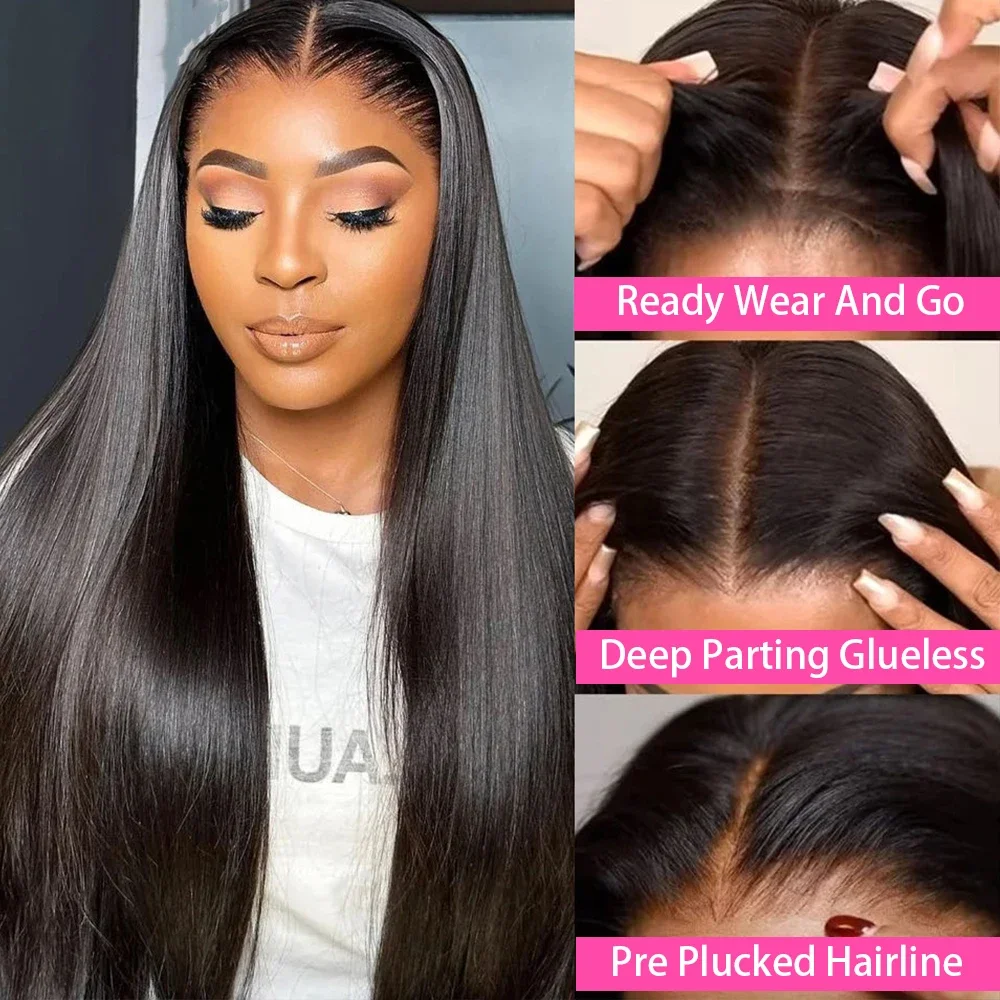 Pre Cut No Glue 5x7 Bone Straight Glueless Wigs Human Hair for Women Brazilian