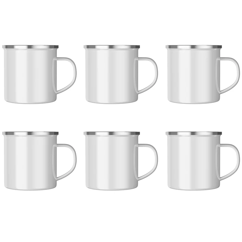 1/4/6 Pcs Enamel Camping Mugs Set,380ml Coffee Camp  Small Enamel Tea Cups for Indoor and Outdoor Activities,Easy to Clean 