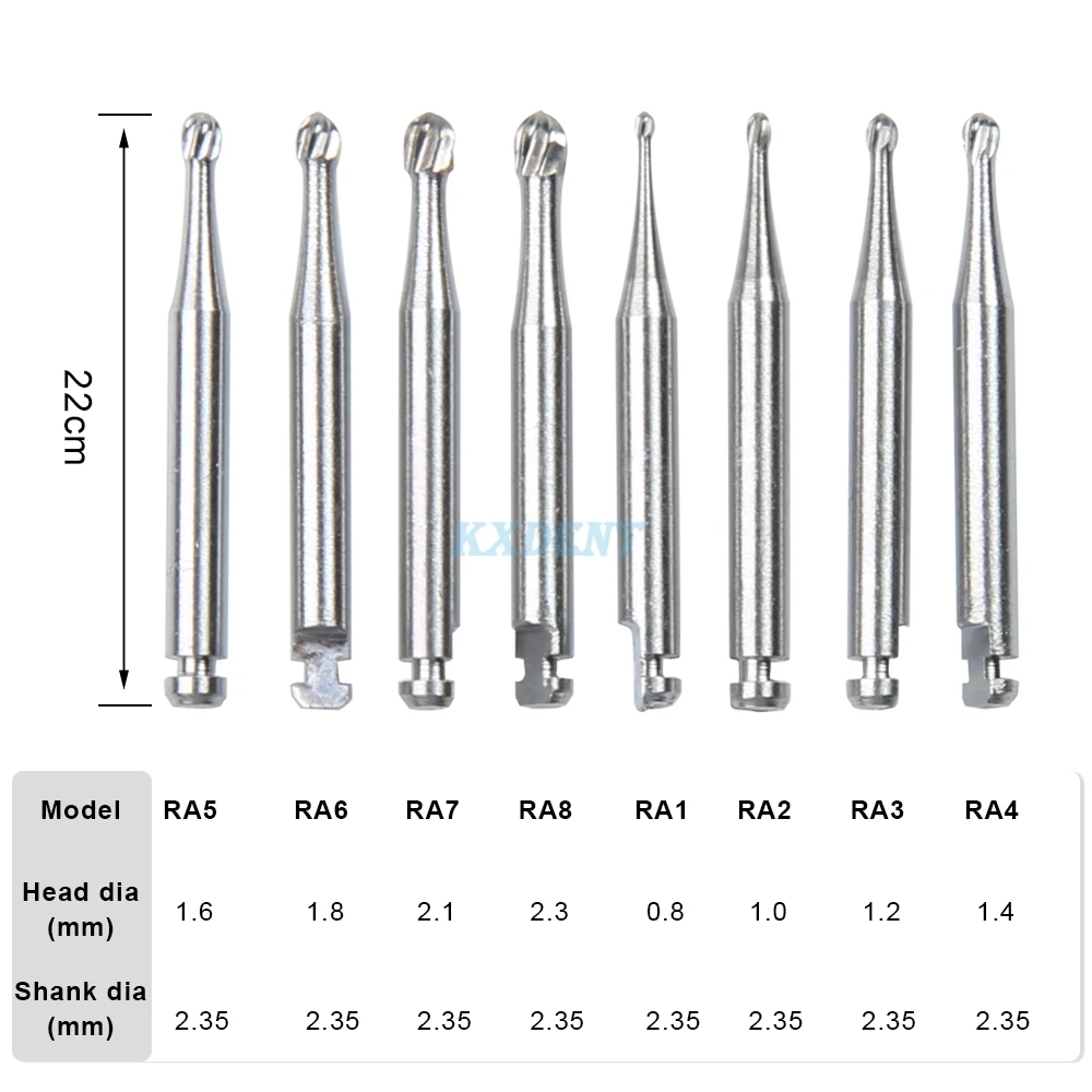 

5pcs/box Dental Tungsten Carbide Burs Slow Speed Round RA Series For Dentistry Lab Clinic 2.35mm polishing Bur tool