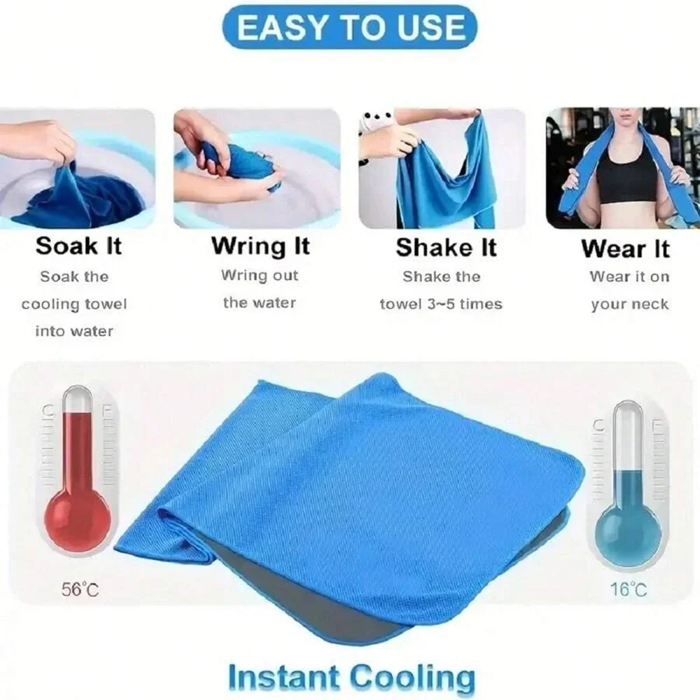 Ice Silk Towel Breathable Cooling Quick-Drying Towel Sports Towel with Silicone Bag Portable Towel Running Swim Gym Yoga Towel