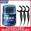 Fawnmum Dental Cleaning Bamboo Charcoal Dental Floss Picks Barreled Interdental Brush For Teeth Care Toothpicks With Thread Oral 1