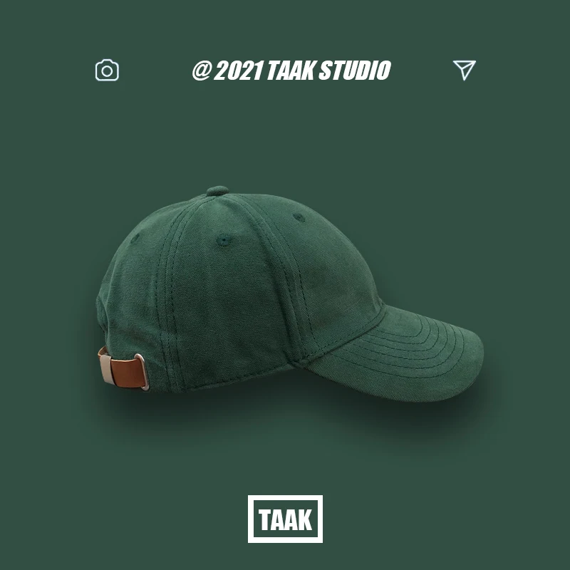 

Green Baseball Cap Female Spring and Summer All-Match Casual Solid Color Light Board Leather Ring Peaked Cap Trendy Male Couple