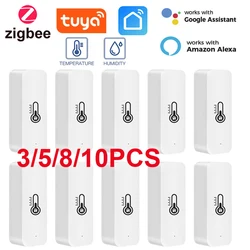 Tuya Zigbee Smart Temperature Humidity Sensor Indoor Hygrometer APP Remote Monitor Via Smart Life Works With Alexa Google Home