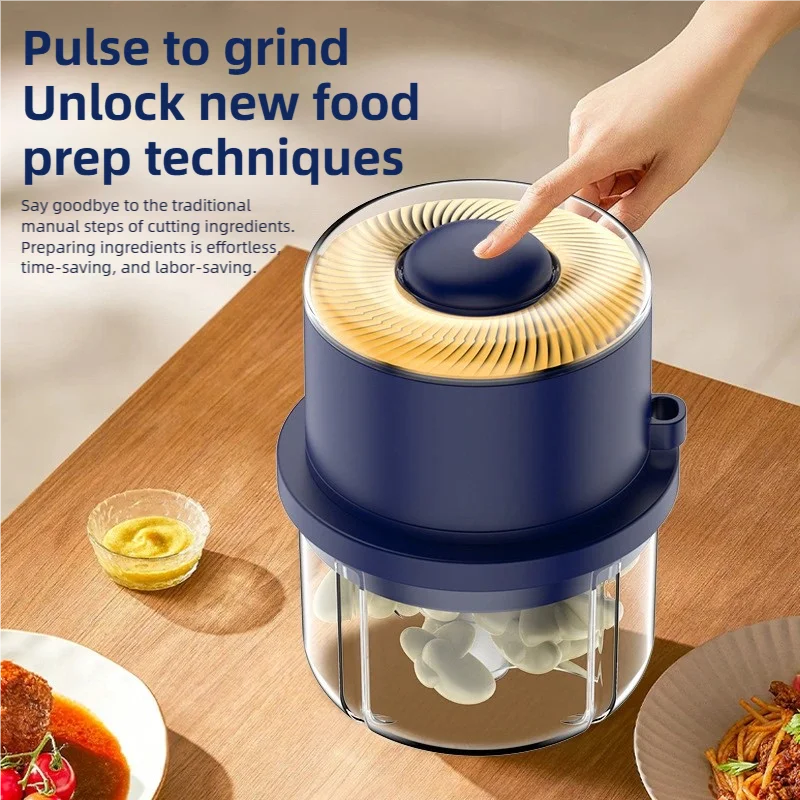 Electric Garlic Mincer & Crusher Multi-Function Vegetable & Fruit Mini Garlic Peeler 6-Blade Meat Grinder 1