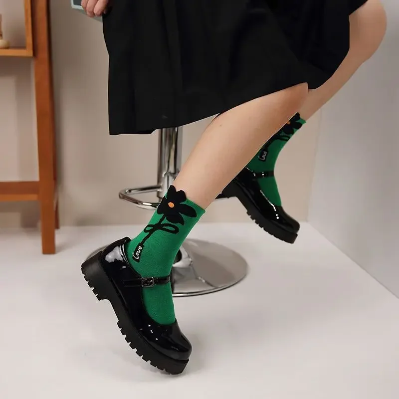 

Women Socks Flower Pattern Cute Kawaii Japanese Korean Style Cartoon Harajuku Funny Breathable Casual Short Cotton Floral Socks