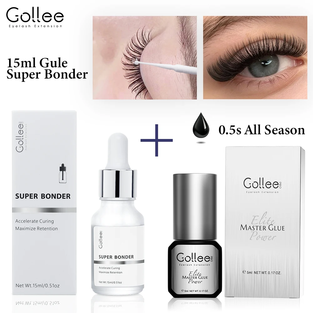 Gollee – mastic pour extensions de cils, 0.5s, séchage rapide, Super Bonder, aide à un colle forte, mieux avec le maquillage de colle pour extensions de cils