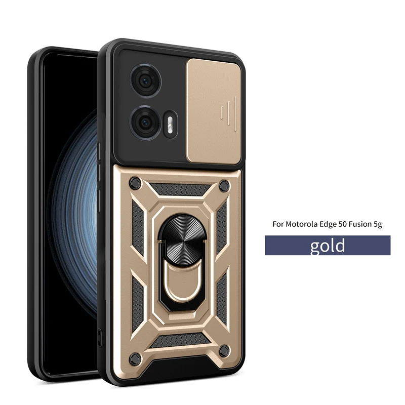 Enhanced Motorola Moto Edge 50 Fusion Case with Magnetic Ring Armor and Slide Lens Camera Protection