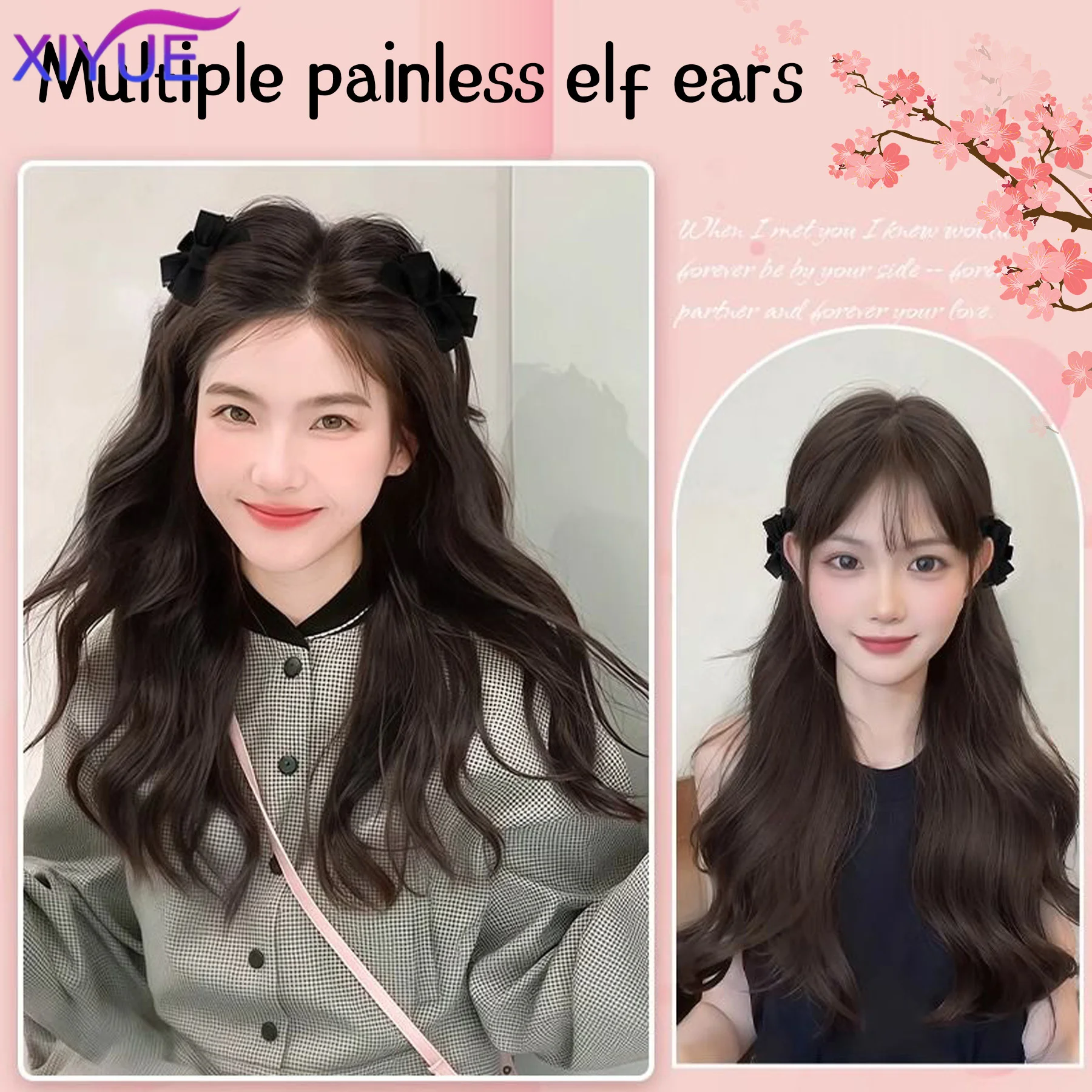 XIYUE Small Claw Clip On Bow Braid Big wave ponytail Hair Extensions Heat Resistant Pony Tail Hair piece For Women Daily Party