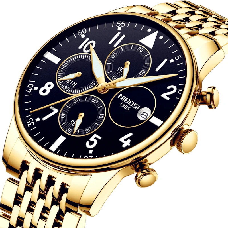 Fashion NIBOSI Mens Watches 2024 Top Brand Sport Wristwacthes Waterproof Full Steel Luxury Quartz Male Clock Relogio Masculino