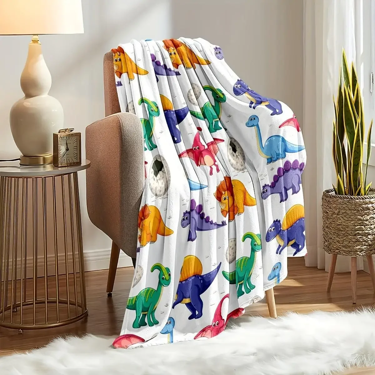 Dinosaur Land Fantasy Blanket Childishly Fun Multi-Species Dinosaur Pattern Creative Gift For Kids Sofa Bedroom Available 3