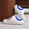 Evil Eyes Pattern Devil's Eye Embroidery stuffed Home Thick Sole plaid Furry Cotton Slippers Cute Warm Non-slip Indoor Slippers Gift Preferred 2