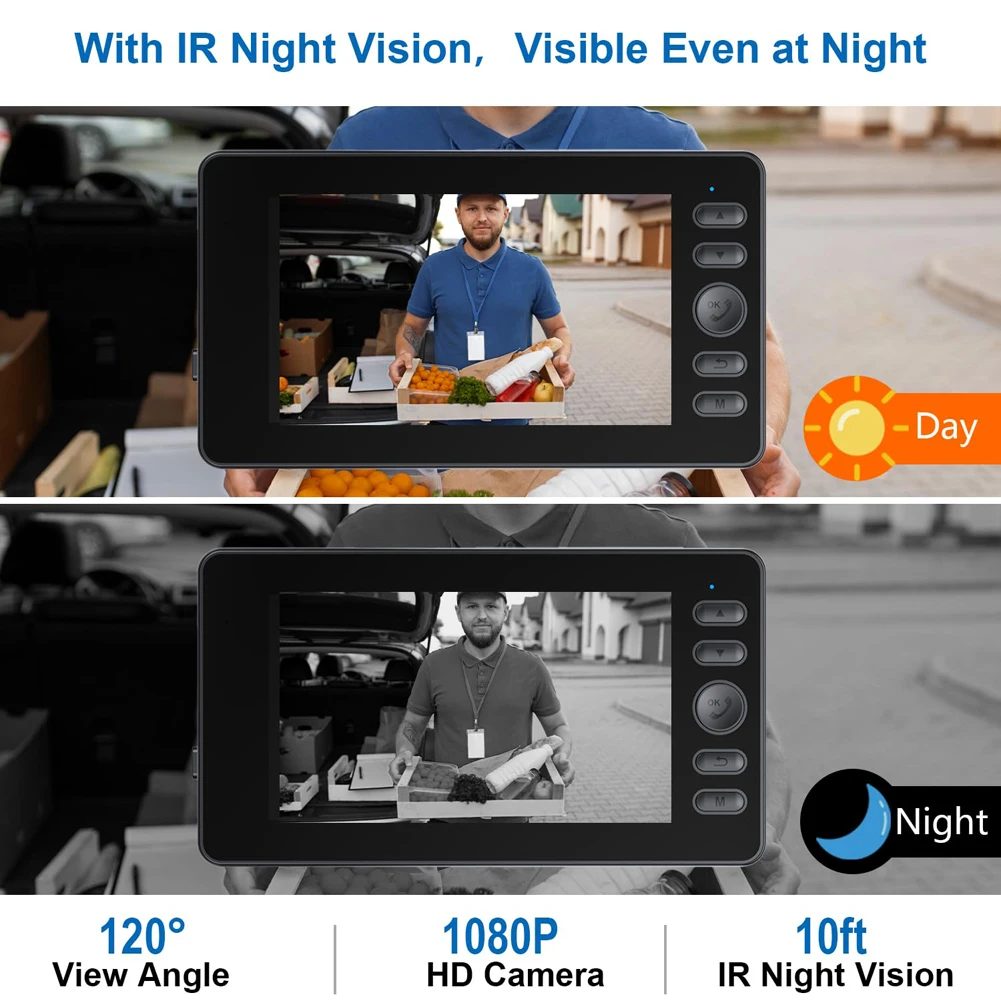 M15C Wireless Video Doorbell 1080P HD Infrared Night Vision Camera Doorbell 4.3-inch Screen Waterproof Doorbell For Home/Office