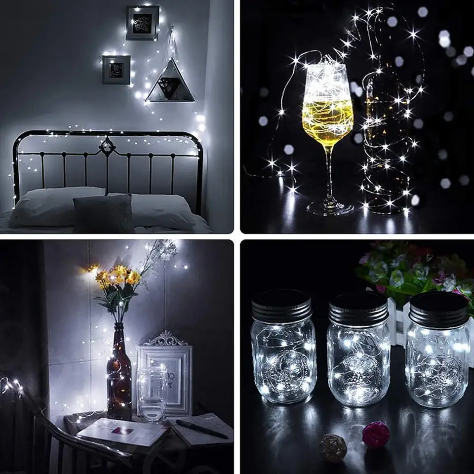 Guirlande Lumineuse Avec Batterie GUIRLANDE LUMINEUSE,Red-2m 20 Leds--Guirlande Lumineuse LED En Fil De Cuivre Alimentée Par Guirlande Lumineuse Boule