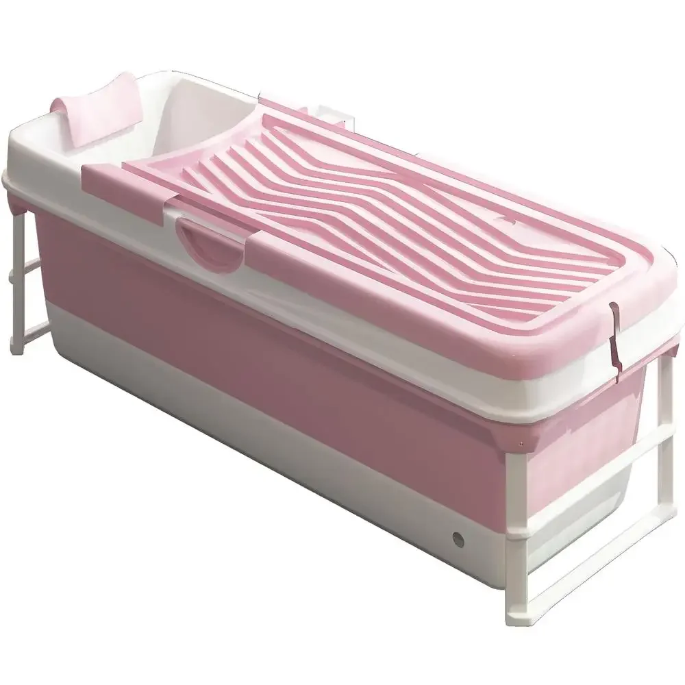 Portable Foldable Adult Bathtub with Waterproof Pillow Extra Large Size 2 Side Handles Ice Bath and Hot Shower Space-Saving 5