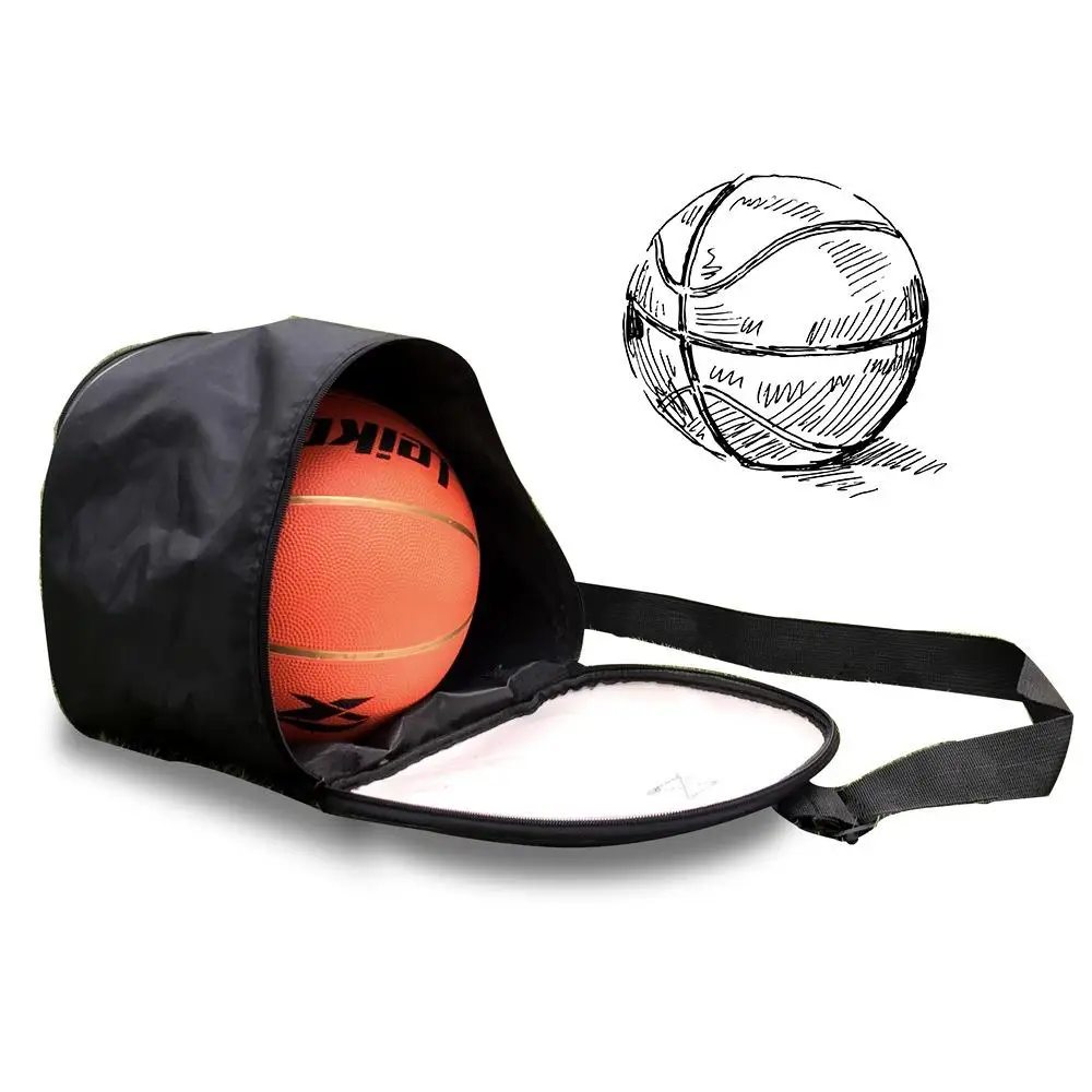 

Sports Basketball Storage Bag Durable Removable Shoulder Strap Elastic Shoulder Bags Round Shaped Hook Basketball Pouch Boy