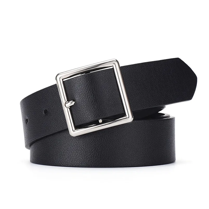 Women's Belt PU Leather Metal Buckle Black Khaki White Red Fashion Accessories Waistband for Women Cinto Feminino Cinturon