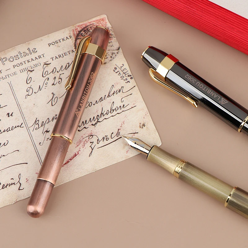 3062 독특한 골동품 황동 포켓 롤러 볼펜 짧은 휴대용 볼펜 선물 사무실 학교 문구류 쓰기 유창하게