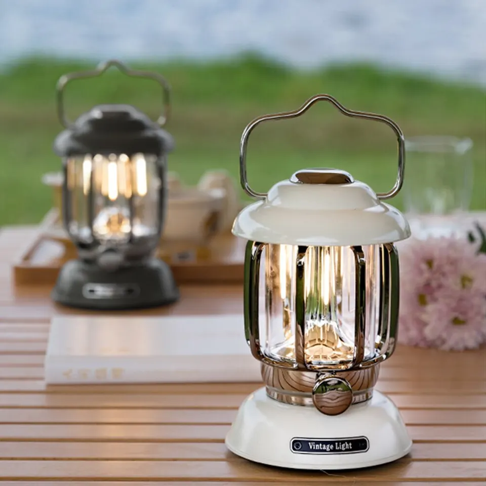 Lanterne LED Vintage Rechargeable Bronze - 3 Modes, étanche, Pour Camping Et Déco