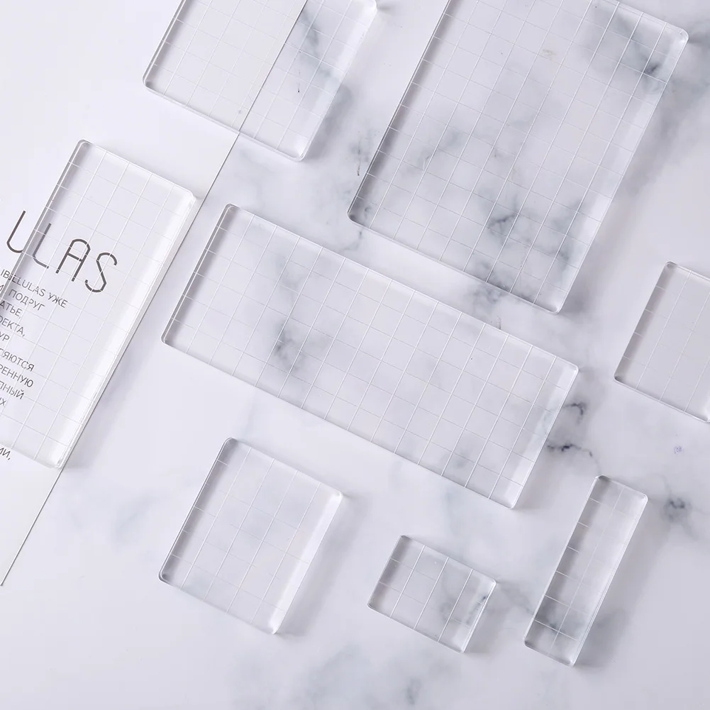 Clear Stamp Block Pad Scrapbooking DIY Acrylic Block Position Clear Stamps Scrapbook Craft with Grid Stamping Tool