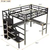 Full Size Gaming Loft Bed with L-Shaped Desk, LED and Charging Station,Wardrobe and Adjustable Shelf for Kids Teens Adults,Black 3