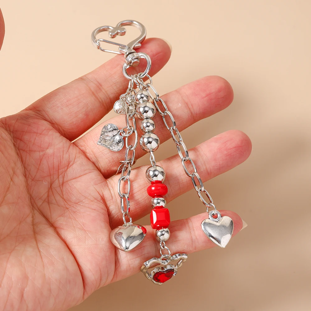 Aihua Fashion Kristall Rotes Herz Schlüsselanhänger für Frauen und Mädchen, Schlüsselring, Handtaschenanhänger, DIY Taschencharms, Schlüsselanhänger Geschenke