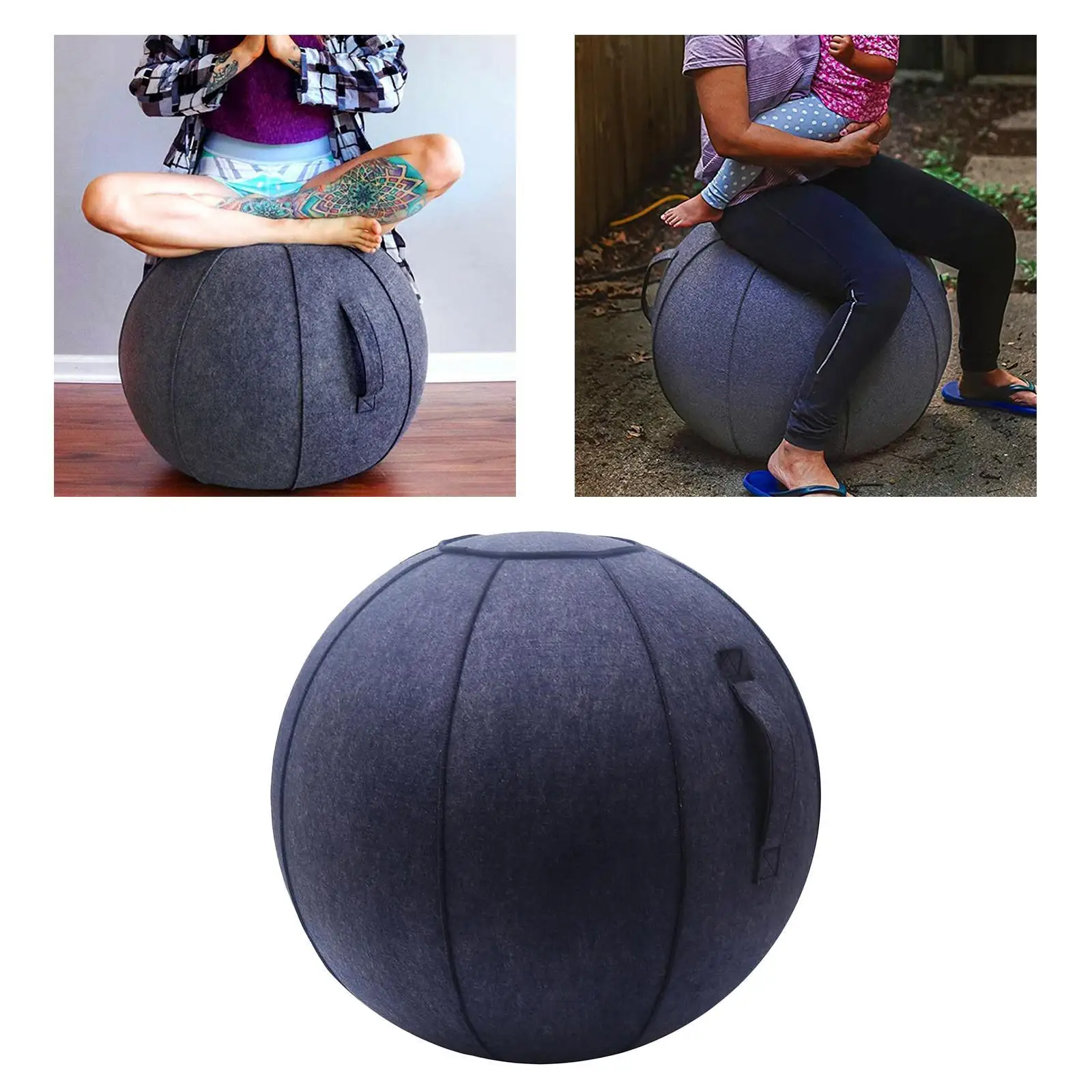 Yoga Ball Cover Ball Pilates Sitting Chair Cover Storage Bag Blue