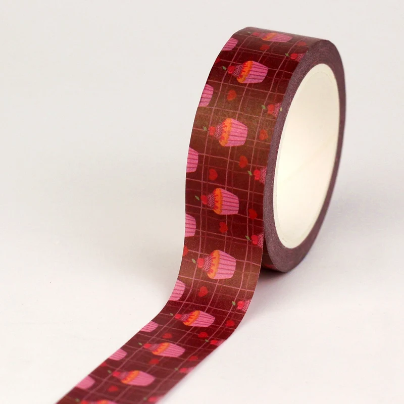 대량 10개/세트 데코 보르도 컵케이크 발렌타인 그리드 와시 테이프 스크랩북킹 저널용 접착 마스킹 테이프 귀여운 문구류
