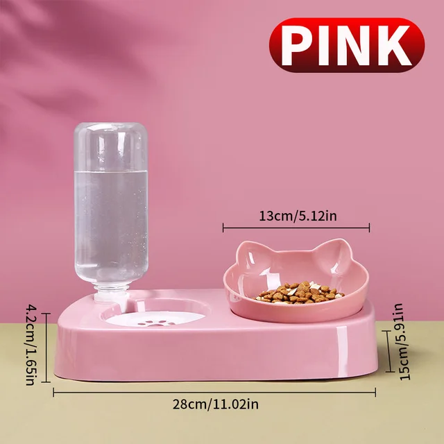 1 piece - Cat Bowl Double Bowl Dog Bowl Automatic Drinking Water for Dogs and Cats Feeding Double Bowl, Suitable for Pets 6