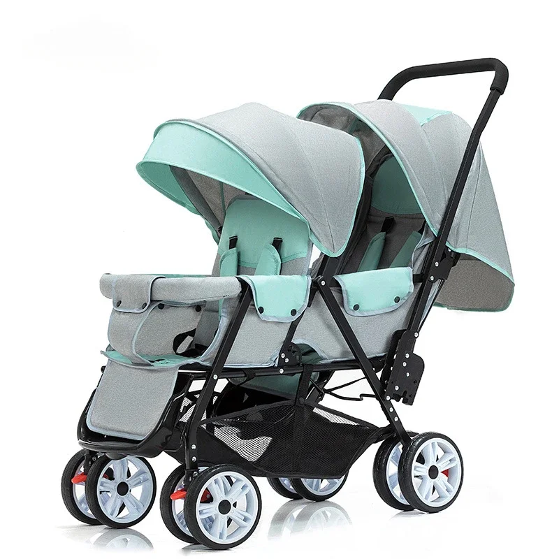 Twins Stroller Foldable Children's Stroller Lightweight Double for Babies Detachable Baby Can Sit or Lie Down