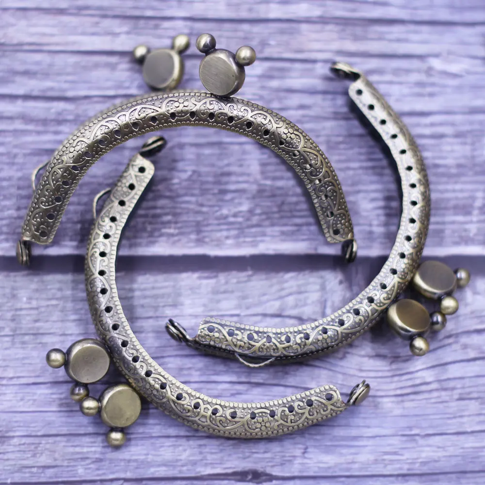 Kiss Clasp Lock Arch Metal Frame With Holes Beer Heads Bronze Tone For Coin Purse Bag Wallet Craft DIY Accessories 85mm