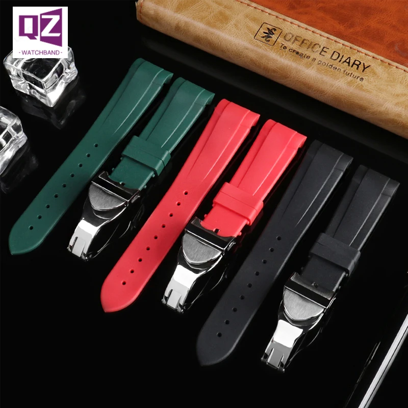 Cinturino In Gomma Per Tudor Black Bay Gmt Cinturino Moda Estremità Curva Pieghevole Nero Blu Rosso Verde 22Mm Cinturino Da Polso Di Alta Qualità